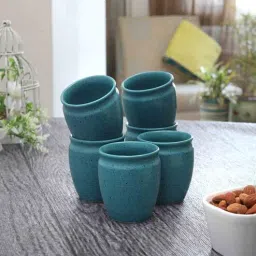 miah decor HandCrafted 200ml Green (Set of 6) Ceramic Tea Khullad-picture-9