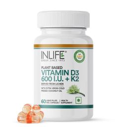 INLIFE Plant Based Vitamin D3 600 IU + K2,  60 veggie capsule(s)  Unflavoured -8