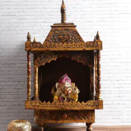 shilpi Brown Sheesham Wood Floor Rested Mandir Without Door-picture-10