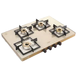Glen Ultra Slim Toughened Glass Top 4 Burner Manual Gas Stove (Vitreous Enamelled Pan Support, Apricot)-picture-43
