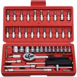 High Quality 46pcs 1/4-Inch Ratchet Torque Wrench Combo Car Repair Tools Set Double Sided Socket Wrench-2