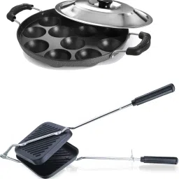 Gas Stove Compatible Sandwich Maker | Appam Patra with Stainless Steel Lid K2 Toast-image-11