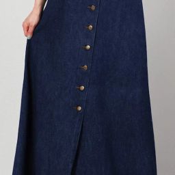 Women Solid A-line Blue Skirt-image-12