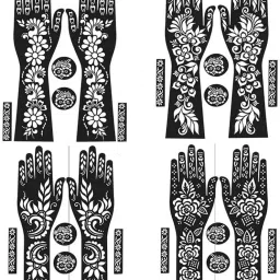 Kickwix Mehendi Stencil Women Girls Hand Finger Reusable Bridal Arabic Floral-image-6