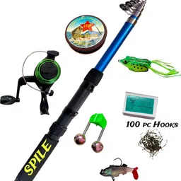 spile 7ft Telescopic Fishing Rod Combo Kit with Reel, Line, 100 Hooks, Lures & Accessories – Complete Angler Set Blue Fishing Rod-picture-48
