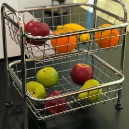 Kitchen Counter Utility Trolley Basket (2 Tier), Polished SS, Rustproof Stainless Steel Kitchen Trolley-image-52