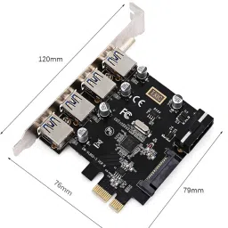 TECHGEAR Black 4 Ports PCI-E to USB 3.0 HUB PCI Express Expansion Card Adapter 5Gbps FM1Socket XTX Intel H410 Chipset DDR2 Motherboard for Desktop image 3