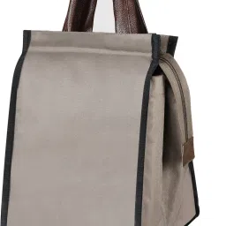 Milk Grey-Chocolate Faux Leather & Linen PVC Fabric Tiffin + Picnic bag CR-TB12 Lunch Bag-image-62