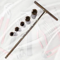 4mech T handle + 5 Long Sockets, 1/4 T-Handle with 8mm, 9mm, 10mm, 11mm and 12mm Long Socket Set image 2