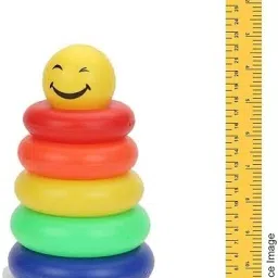 radhe creations Smiley Ring Stacking & Sorting Multicoloured 5 Rings for Kids/Toddlers image 2