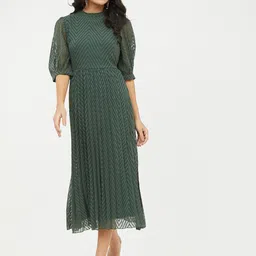 harpa Women A-line Green Midi/Calf Length Dress-picture-49