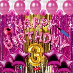 Solid Third/3rd happy birthday combo/kit pack material for party decorations (Set of 73) Letter Balloon-13