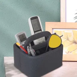 three sixty Entwine Grey Vegan Leather Tray With 4 Compartment Desk Organizer-picture-28