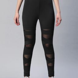 Self Design Women Black Tights-image-18