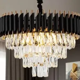 crystal Black Gold metal polish 500mm chandelier hanging ceiling pendant Light Chandelier Ceiling Lamp-image-2