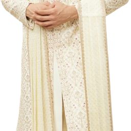 manyavar Art Silk Embroidered White Men Dupatta-picture-10