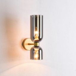 Stello Modern Double Glass Wall Sconce with Smoky Finish and Gold Base-picture-29