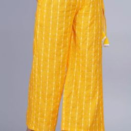 Women Regular Fit Yellow Cotton Blend Trousers-image-92