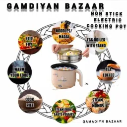 gamadiyn bazaar Hot Non-Stick Multiperpse Rice Cooker Portable Multi-Function Cooking Pot Rice Cooker, Travel Cooker, Egg Cooker, Egg Cooker, Food Steamer image 5