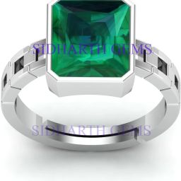 7.25 Ratti 6.25 Carat Natural Emerald Panna Panchdhatu Ratan Silver Plating Brass Emerald Rhodium Plated Ring-image-48
