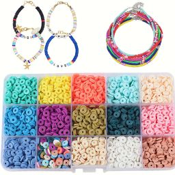 3000pcs Beads for Jewellery Making , Flat Beads Multicolor Flat Beads for Bracelet Necklace Making, Polymer Clay Flat Beads for DIY Jewelry (6mm, 15 Color)-image-26