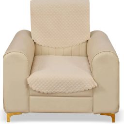 Velvet Plain 1 Seater Sofa Cover-image-73