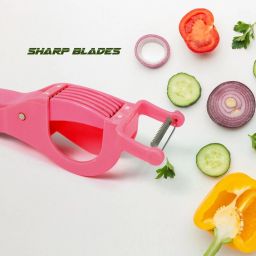 Plastic 2 in 1 Vegetable & Fruit Multi Cutter with Stainless Steel with 5 Blade Vegetable & Fruit Chopper-image-52
