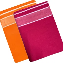 Prakasam Cotton Men's Kerala Style Premam Single (1.28X2.00 mtrs) Colour (pack Of 2) (Orange-Pink) Solid Men Dhoti-image-40
