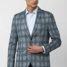 Men Checkered Single Breasted Formal Blazer-image-122