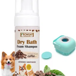 Pet Bathing Silicone Brush With Dry Bath Foam Shampoo For Dog, Cat & Puppies Allergy Relief, Anti-dandruff, Anti-fungal, Anti-itching, Conditioning, Flea and Tick Coffee Dog Shampoo-image-38
