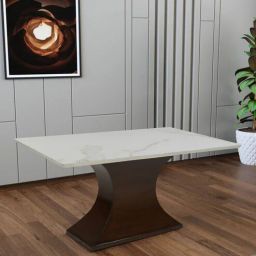 casacraft from pepperfry Juan Solid Wood 6 Seater Dining Table With White Marble Top-picture-11