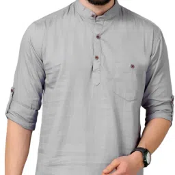 Men Solid Cotton Blend Straight Kurta-picture-0
