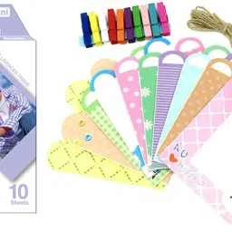 FUJIFILM Instax Mini Soft Lavender 10x1 Film With Rabbit Design Hanging Paper Bunting Film Roll-4