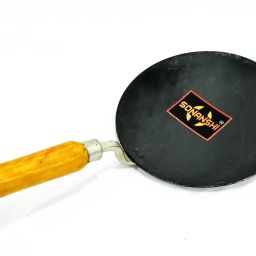 Pure Iron/Loha Roti/Chapati Tawa/Frying Tawa 9.5 Inches Black with Wooden Handle (Handle Color May Vary) Tawa 24.12 cm diameter-24