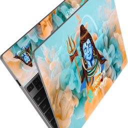 dzazner Premium Vinyl HD Printed Easy to Install Full Panel Laptop Skin/Sticker/Stretchable Vinyl/Cover for all Size Laptops upto 15.6 inch No Residue, Bubble Free - Om Namah Shivay Multi Color on Blue Smoke Self Adhesive Vinyl Laptop Decal 15.6-image-46
