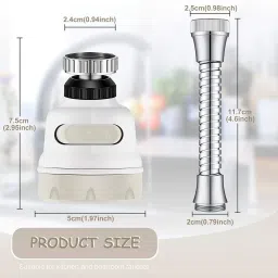 dhvsam Faucet aerator, Kitchen sink faucet aerator accessories, 360° rotary faucet sprayer head replacement for use in the kitchen, splash proof faucet aerator faucet nozzle,3 modes of adjustment White & Grey (Pack of 1) Faucet Nozzle image 3