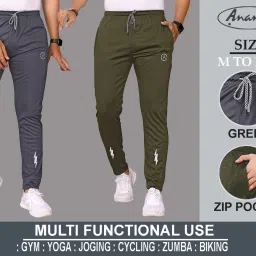 Pack of 2 Men Solid, Self Design Multicolor Track Pants-image-88