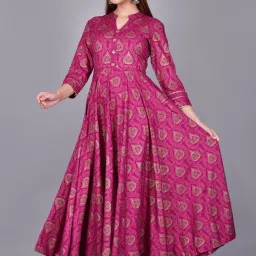 Printed, Floral Print, Self Design Viscose Rayon Stitched Flared/A-line Gown-23