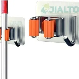 Stainless Steel Broom Holder with Hook - Wall-Mounted Adhesive Storage Hook 1-image-31
