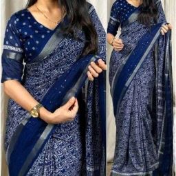 Printed Kalamkari Silk Blend Saree-image-2