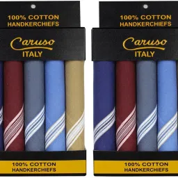 Caruso Italy Men's Premium Dark Base Coloured Border Cotton Handkerchief ["Multicolor"] Handkerchief-10
