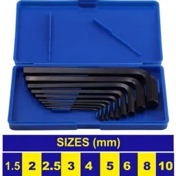 kshivi AK54 9 Pcs Allen Key Set L Shape Repair Tool Kit With Wire Cutter and 2 in 1 Screwdriver For Bike/Cycle/Guitar Single Sided L Type Wrench image 2