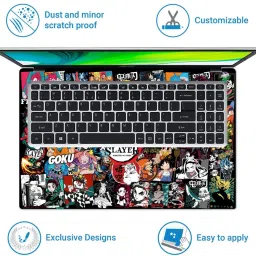 Techfit Full Body Laptop Skin with Screen Guard and Key Guard - Demon Slayer Collage Combo Set image 4