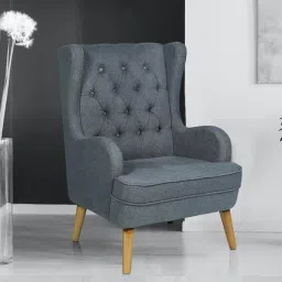 amberville from pepperfry Aarmo Wing Chair in Grey Colour-picture-49