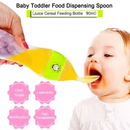 Baby Squeezy Food Grade Silicone Spoon Bottle Feeder for Baby Feeding 90 ML - Silicone-12