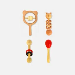 Eco-Friendly Newborn Gift Set - 2 Rabbit Rattles, Dumbbell Rattle, Maraca Rattle-12