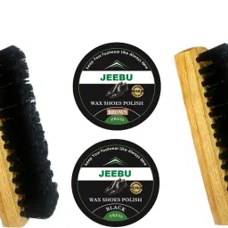 JEEBU Leather Shoe Black Brown Polish Cream 2-Single Sided Brush for Shoes Cleaning Leather Shoe Wax Polish-image-3
