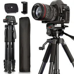 Adofys 76” Professional Aluminium Camera Tripod with Travel Bag and Phone Holder Tripod-image-40