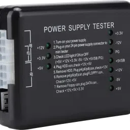 power supply tester, Motherboard Computer PC 24 pin 20 pin 8 pin 6 pin 4 pin for PSU, ATX, SATA, HDD, SMPS, PC, Floppy with LED Indicator Light Analog Voltage Tester-23