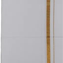 Prakasam Cotton Blended mens 8 yard ( 1.28X3.80 mtrs) gold jari border Solid Men Dhoti-image-4